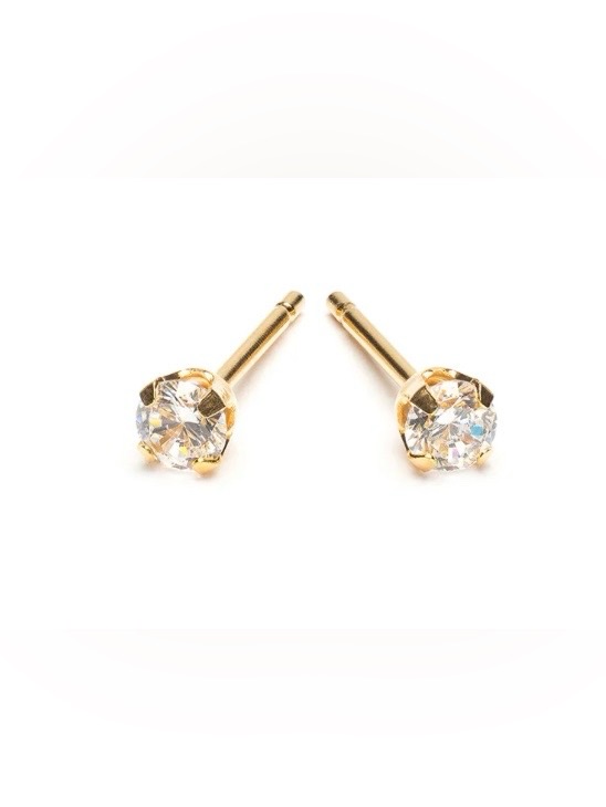 10k Gold 3mm Cubic Zirconia Stud Earrings - Classic Sparkle